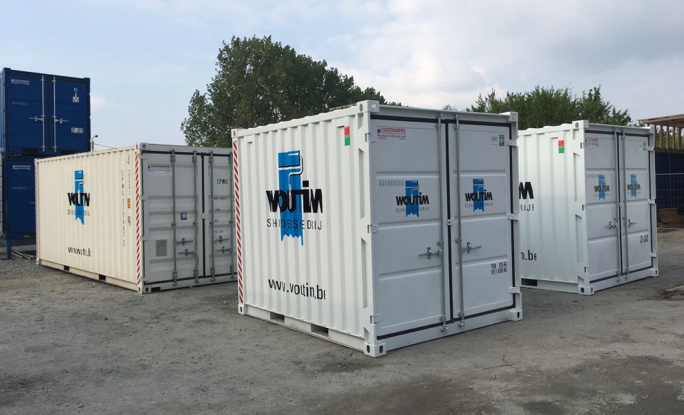 Containers with company logo