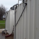 White 20ft shipping containers with airco as technical area