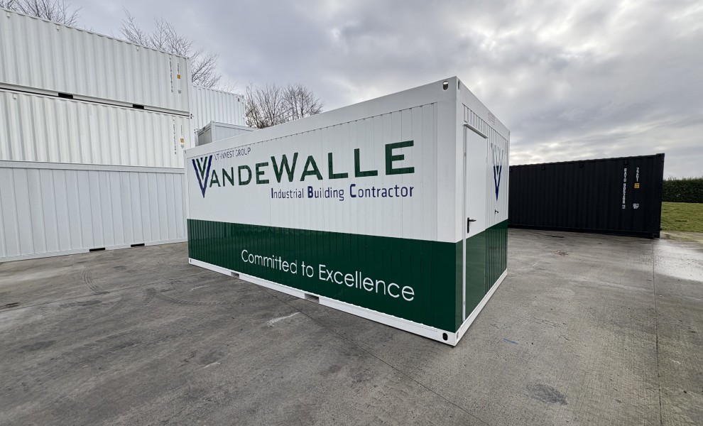 6x3m_Van de Walle_office container with logo