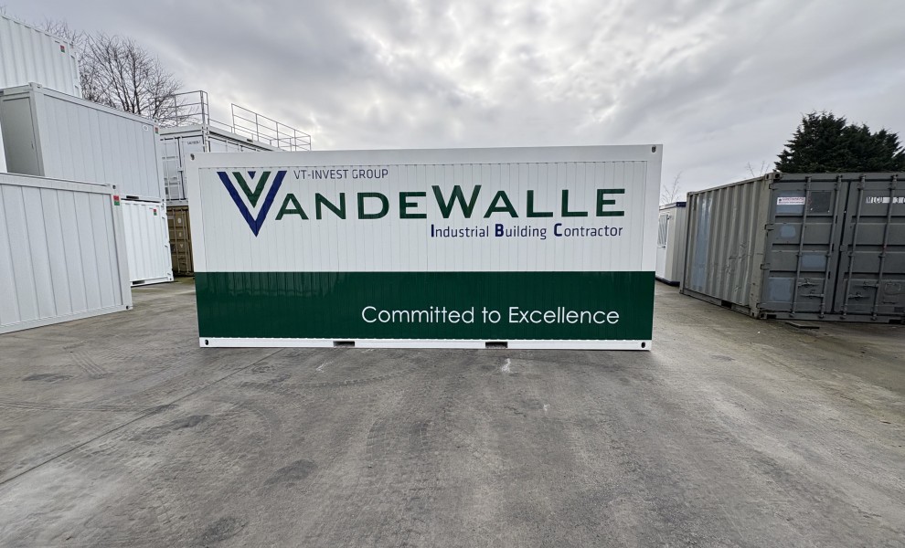 6x3m_Van de Walle_office container with logo