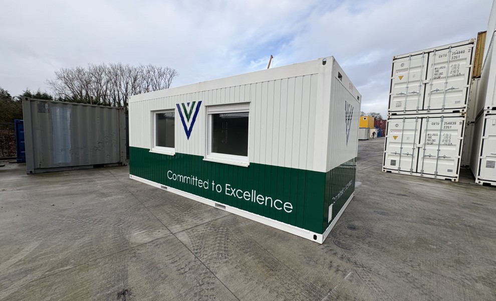 6x3m_Van de Walle_office container with logo